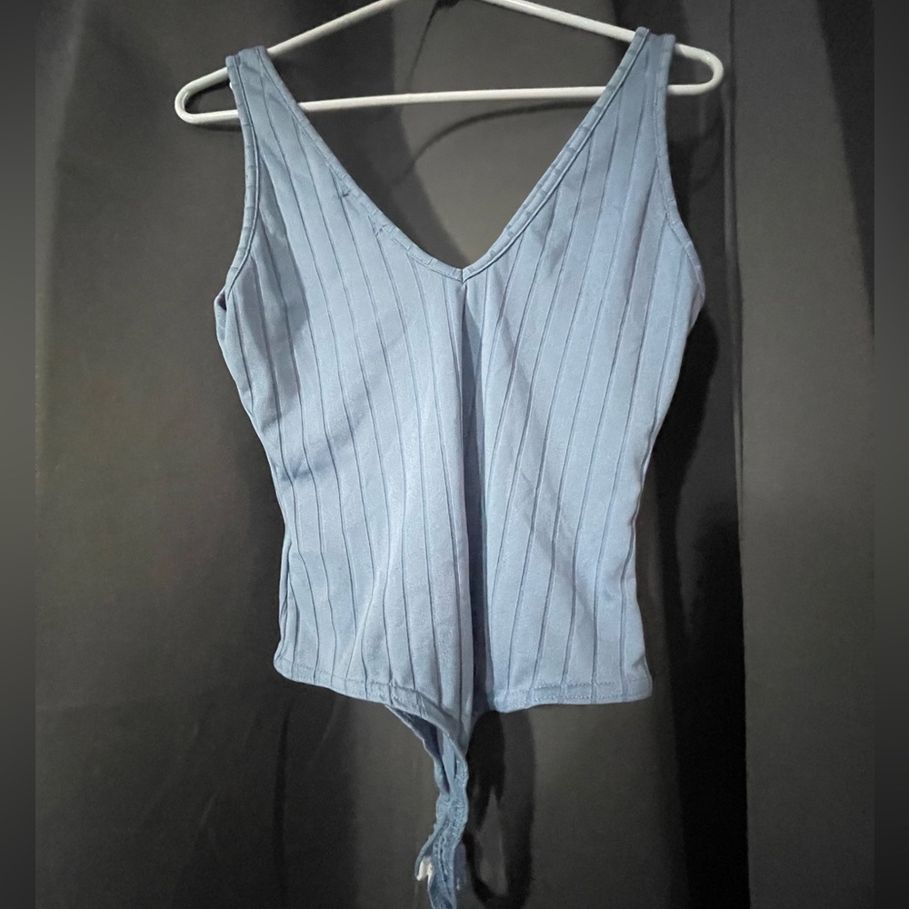 Boohoo Light Blue V-Neck Bodysuit